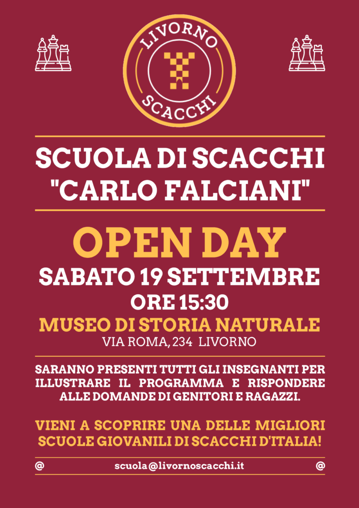 Open Day 2026 Scuola di Scacchi "Carlo Falciani" Livorno